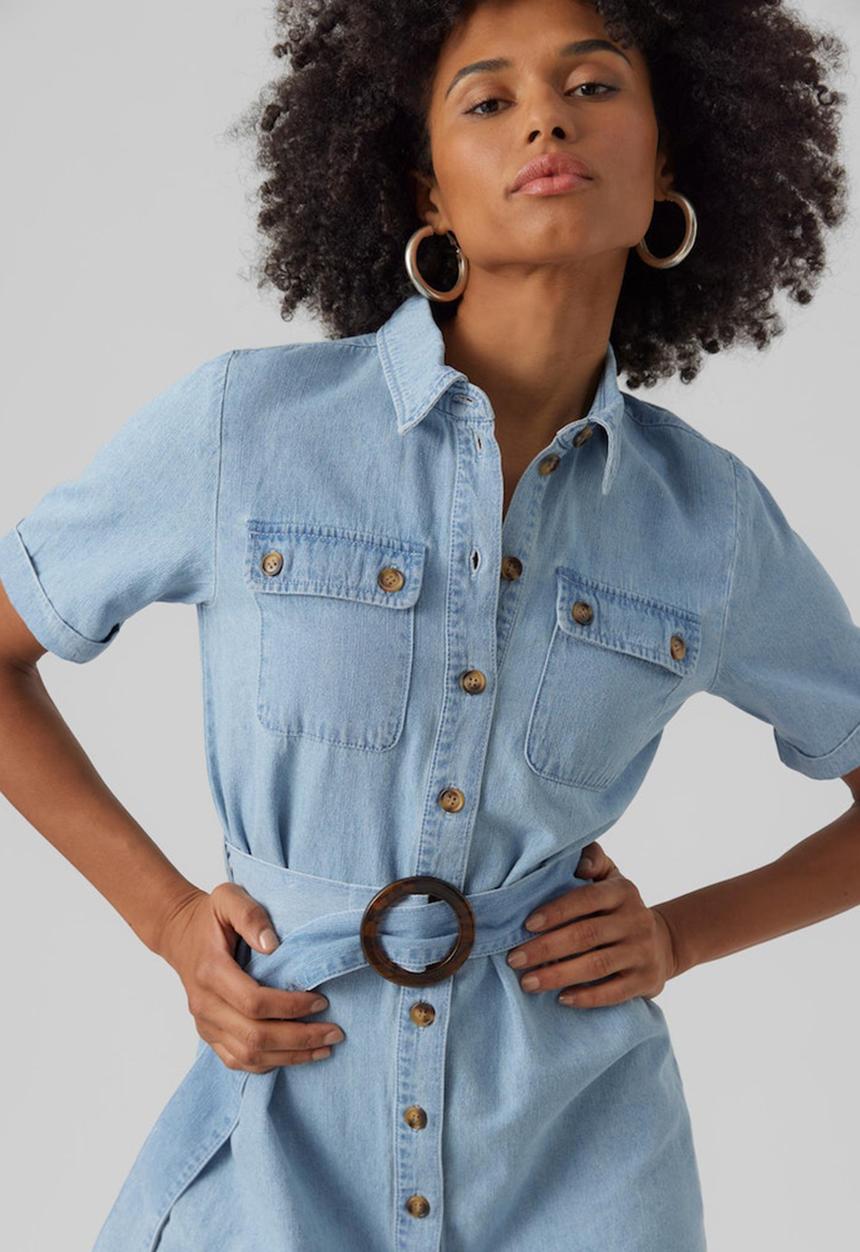 Vero Moda - Silvia short sleeve denim dress lcs - light blue denim