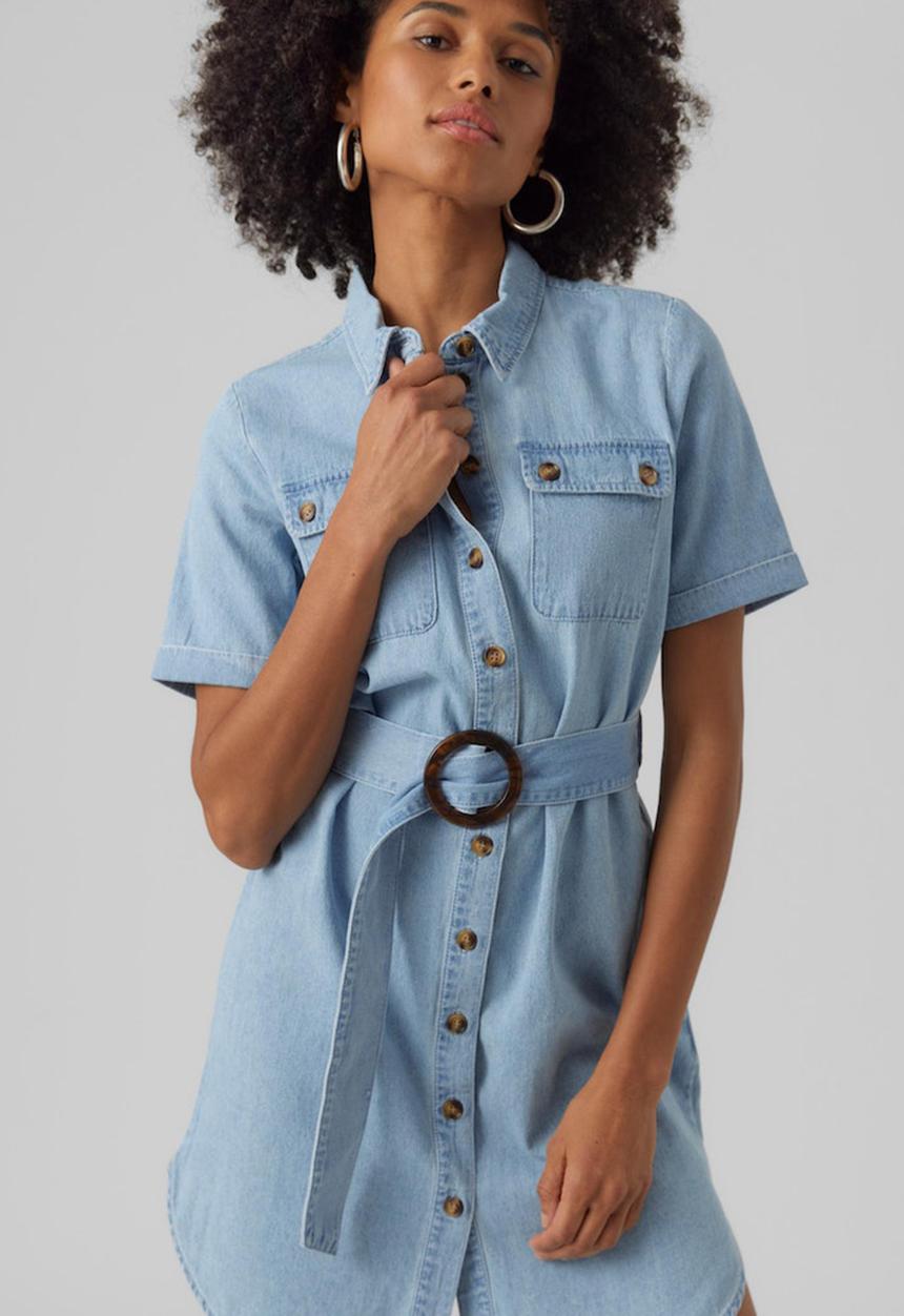 Vero Moda - Silvia short sleeve denim dress lcs - light blue denim