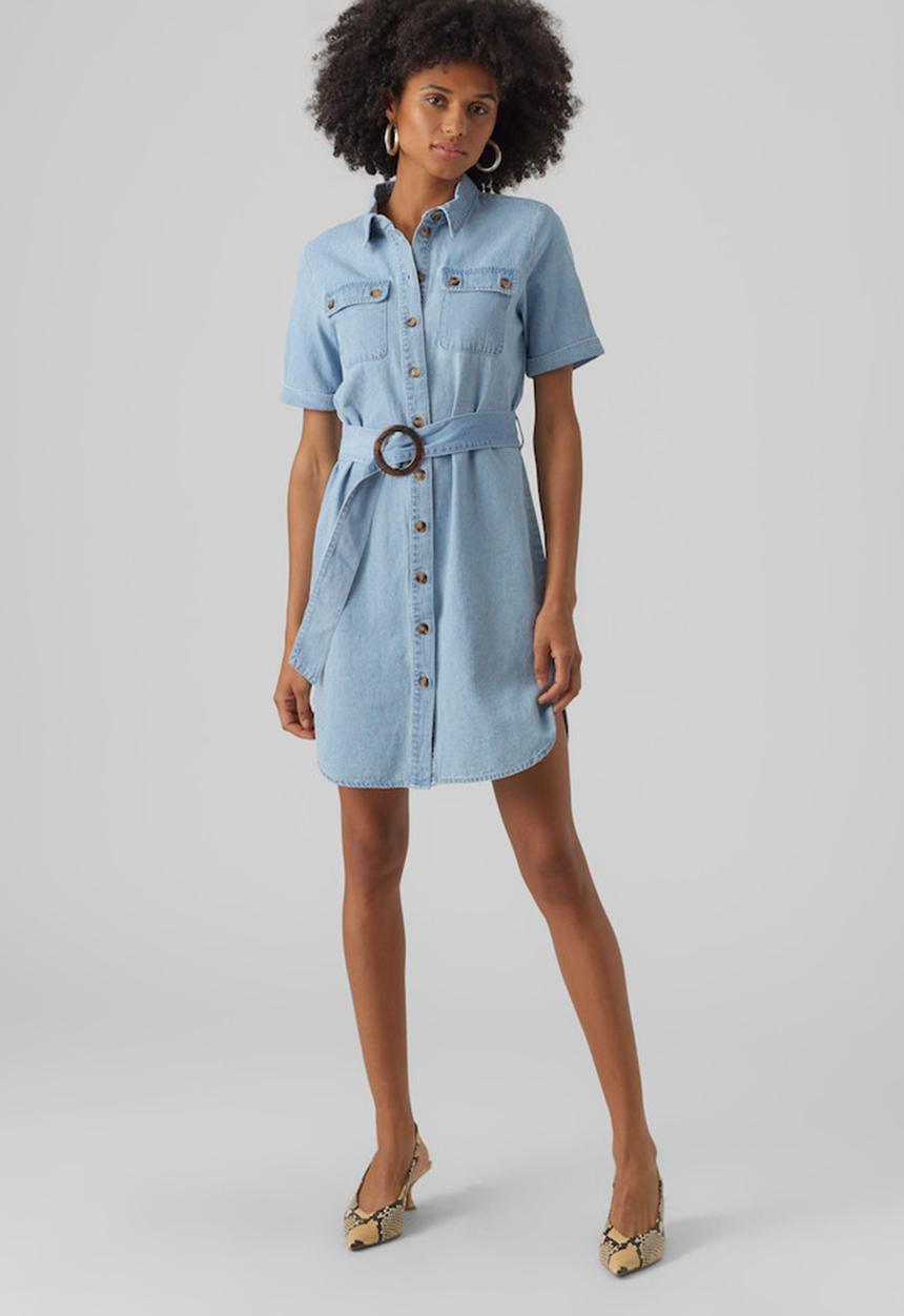 Vero Moda - Silvia short sleeve denim dress lcs - light blue denim