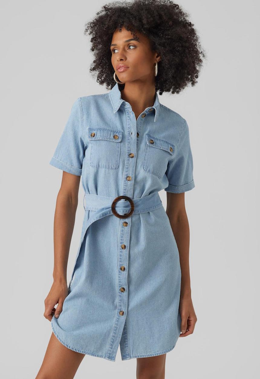 Vero Moda - Silvia short sleeve denim dress lcs - light blue denim