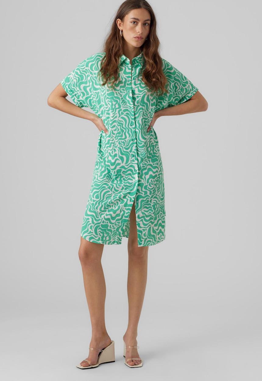 Vero Moda - Frida gin short sleeve wide dress woven - jade cream frida