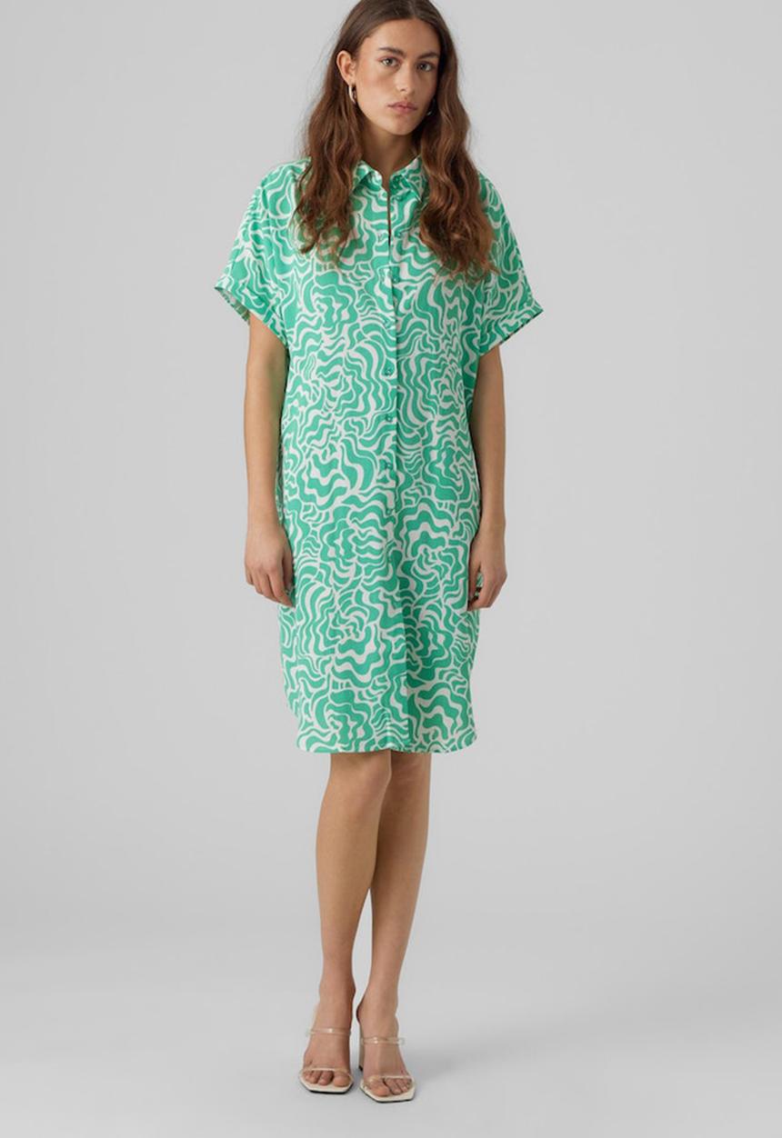 Vero Moda - Frida gin short sleeve wide dress woven - jade cream frida