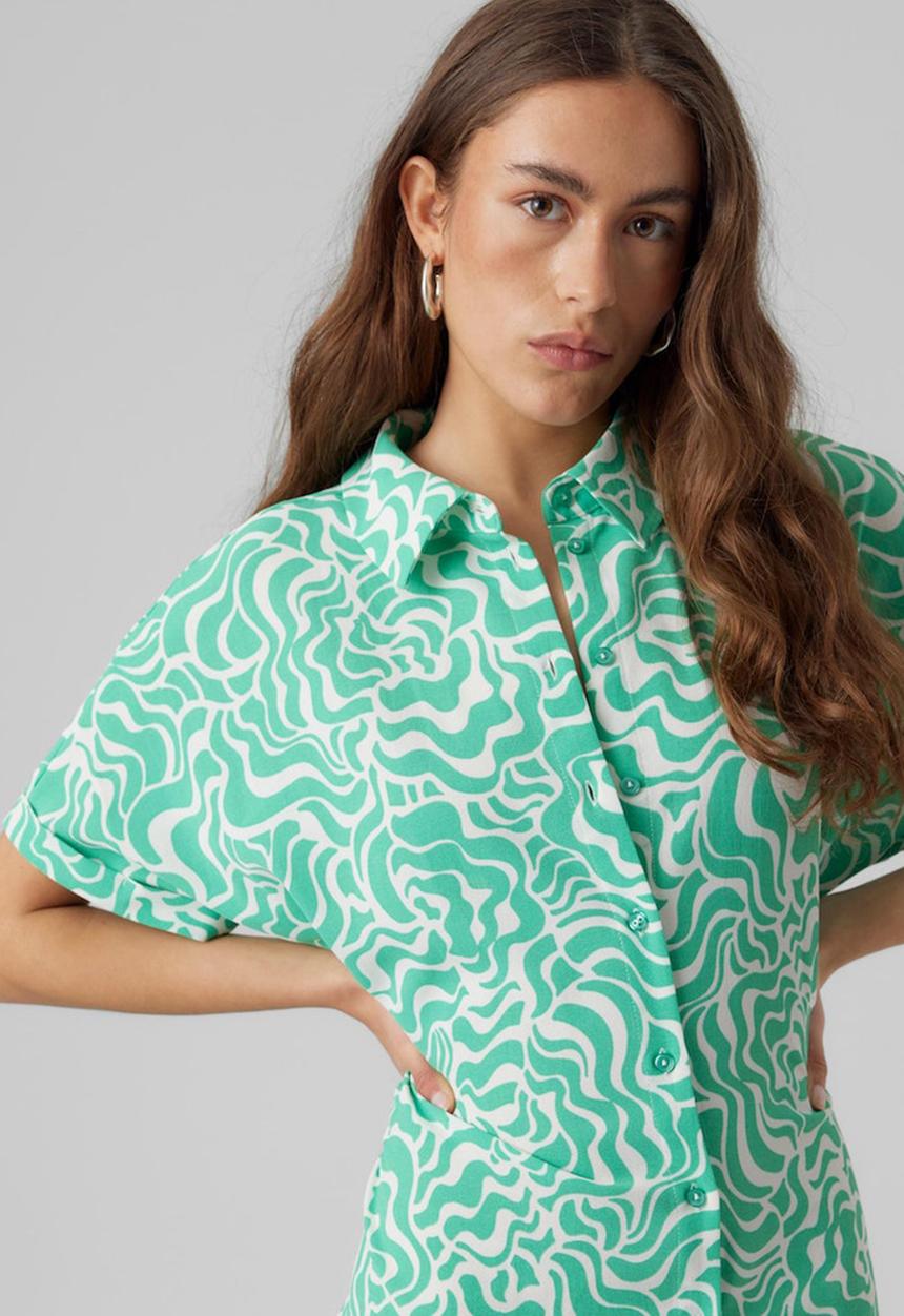 Vero Moda - Frida gin short sleeve wide dress woven - jade cream frida