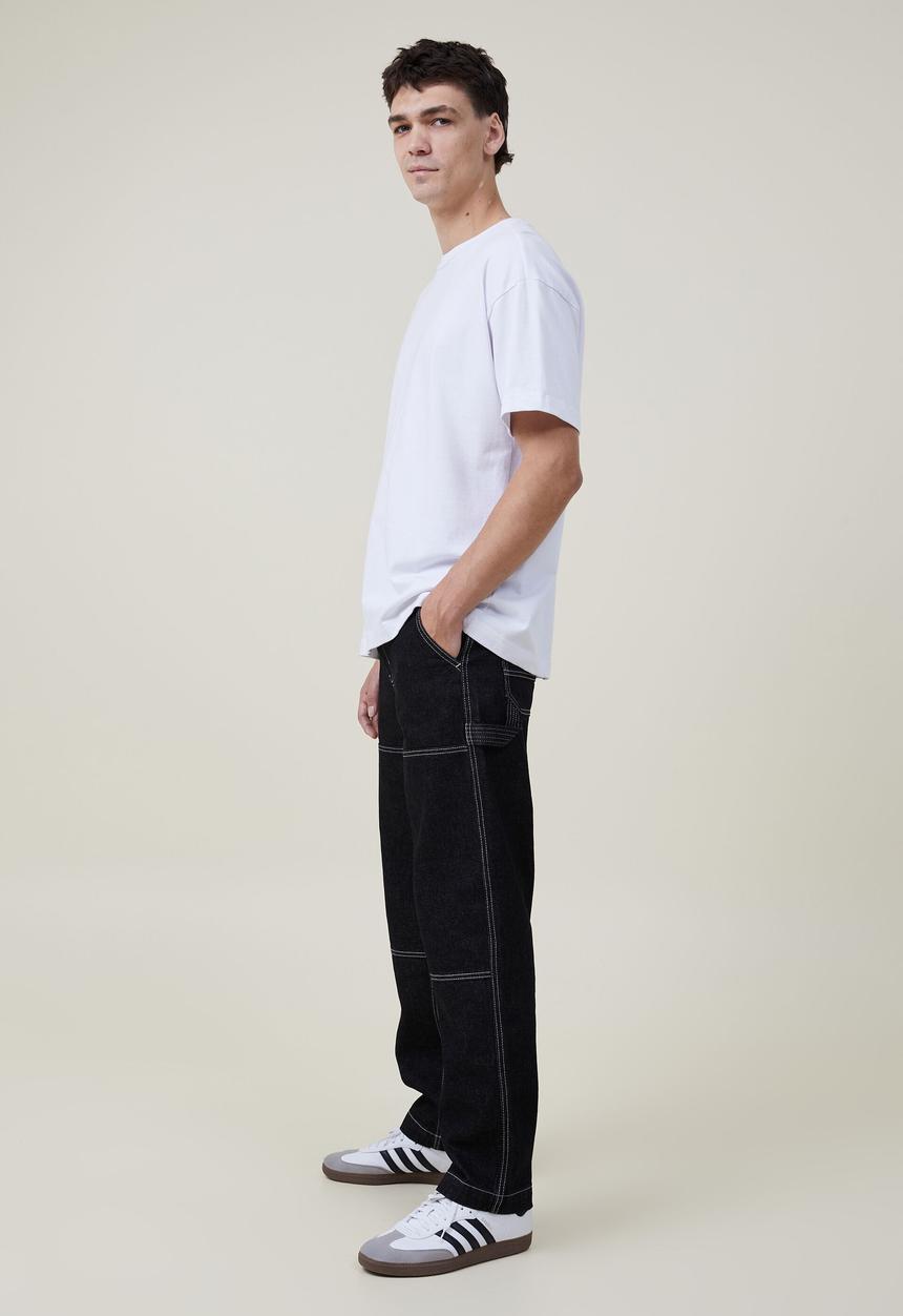 Cotton On - Baggy jean - rinse black knee patch