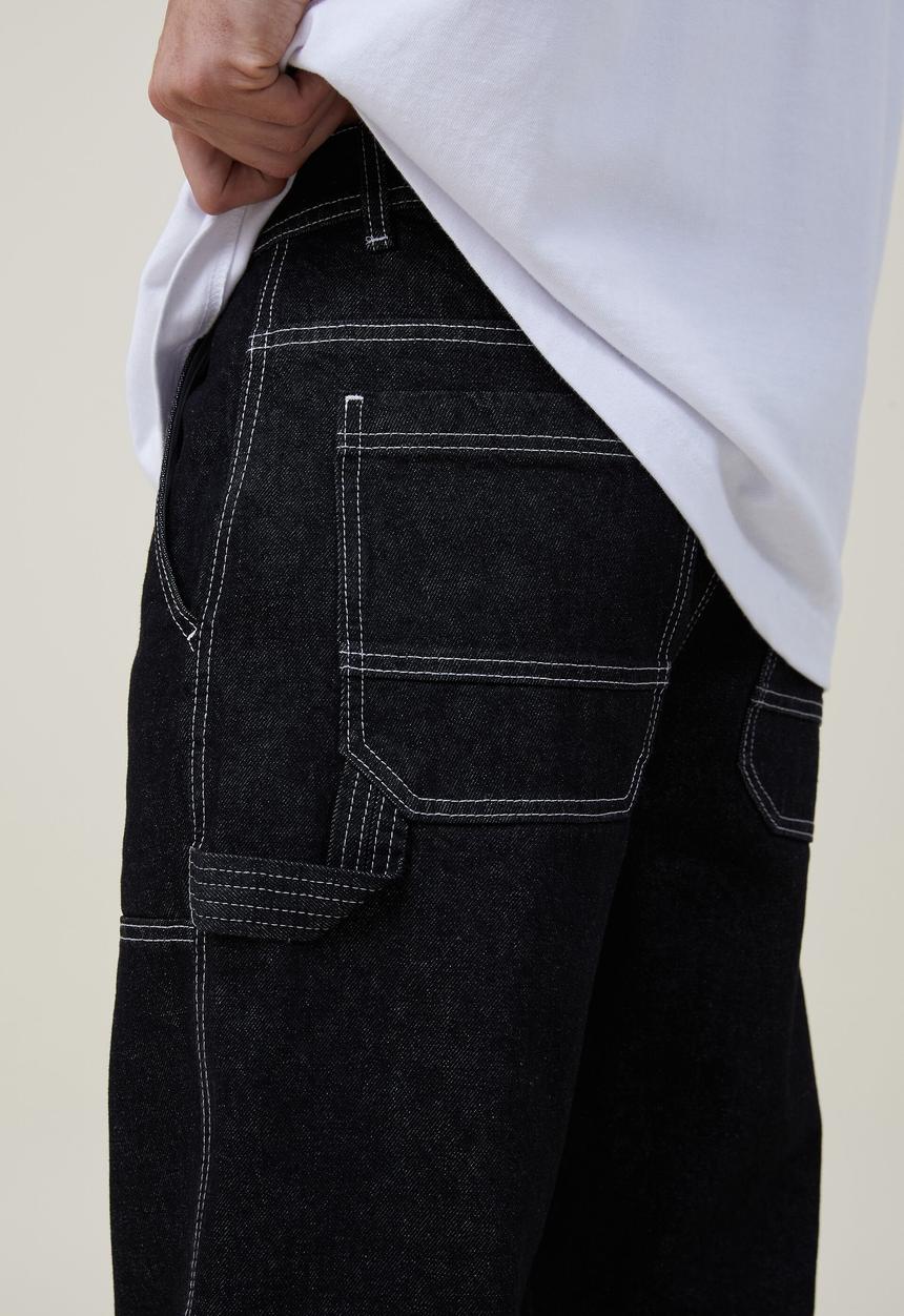 Cotton On - Baggy jean - rinse black knee patch