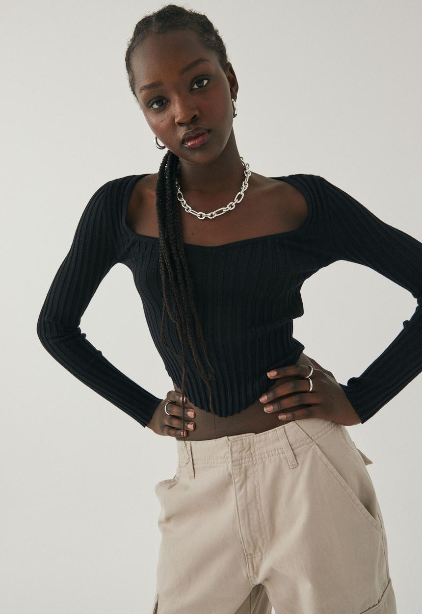 Supré  - Tiana knit long sleeve top - black