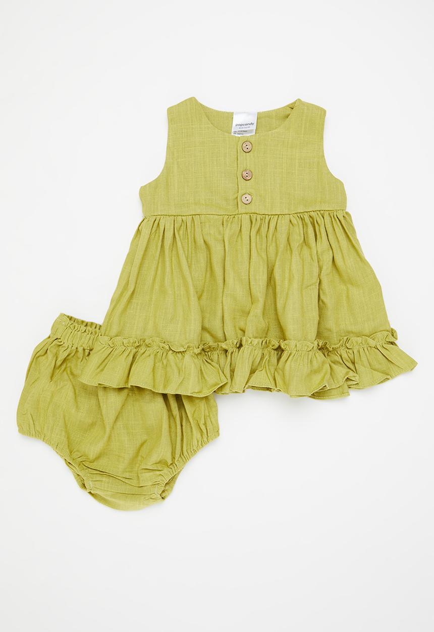 Pop Candy - Sleeve ruffle top and short set - olive green