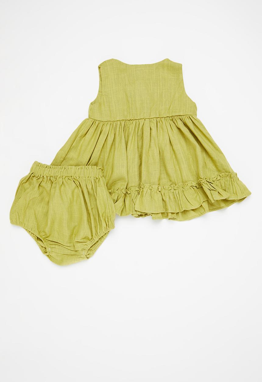 Pop Candy - Sleeve ruffle top and short set - olive green