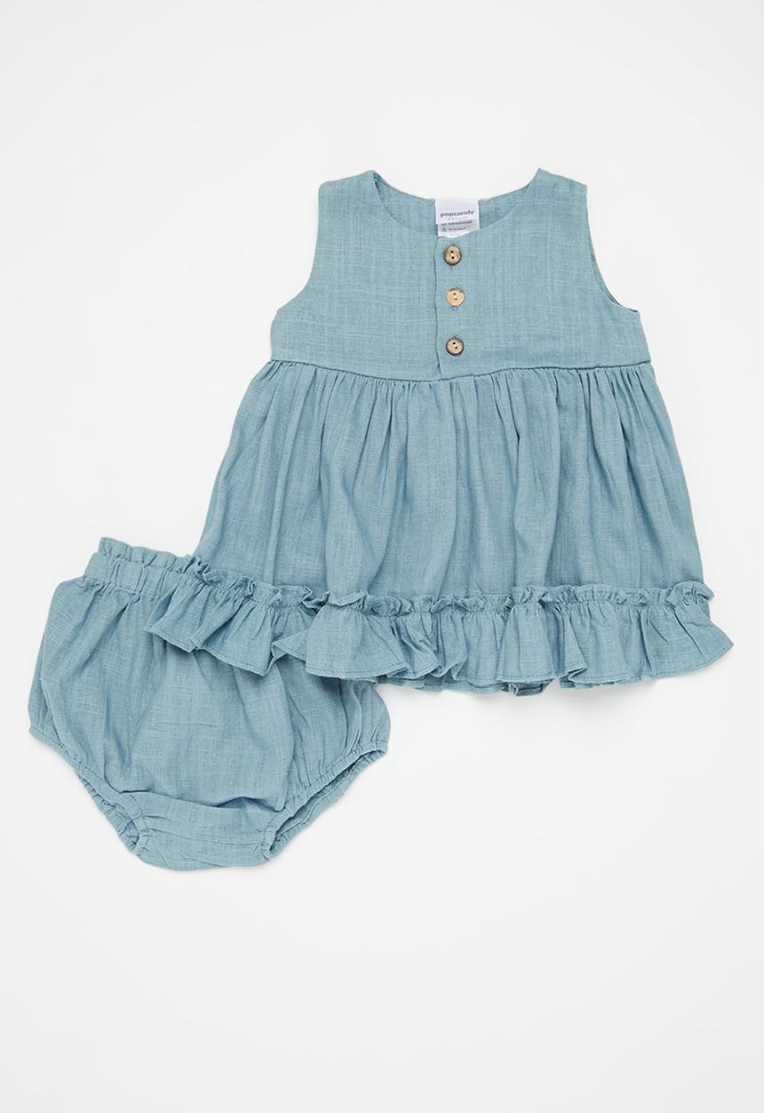 Pop Candy - Sleeve ruffle top and short set - blue