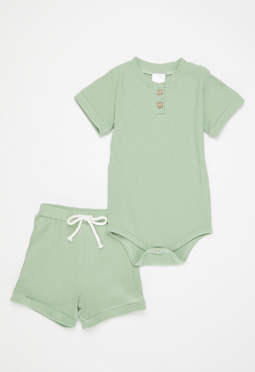 Pop Candy - Bodysuit and short set - sage green
