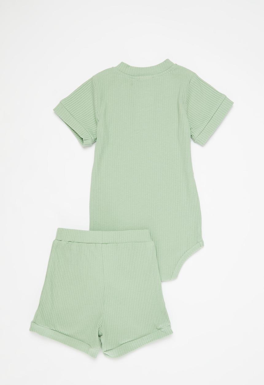 Pop Candy - Bodysuit and short set - sage green