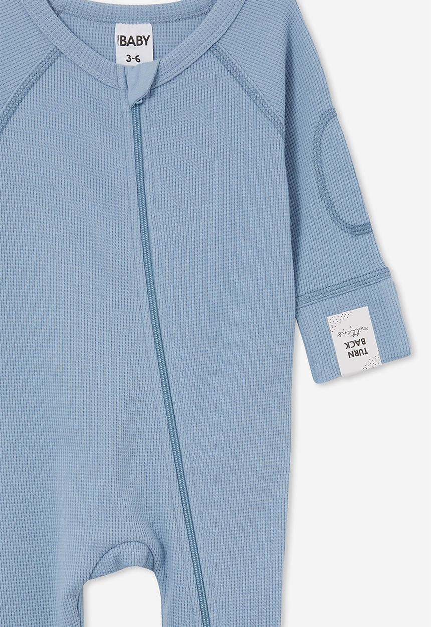 Cotton On - The long sleeve waffle romper - dusty blue
