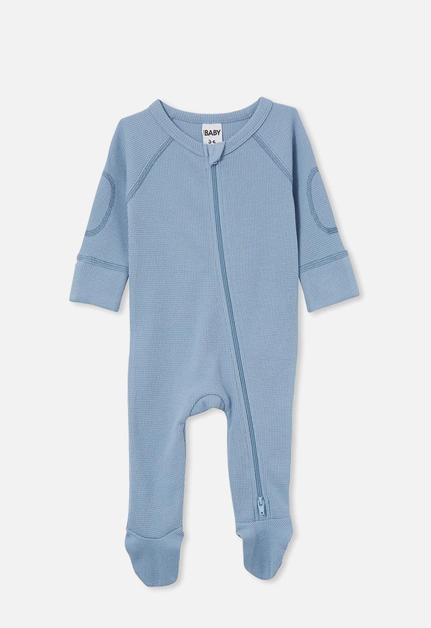 Cotton On - The long sleeve waffle romper - dusty blue