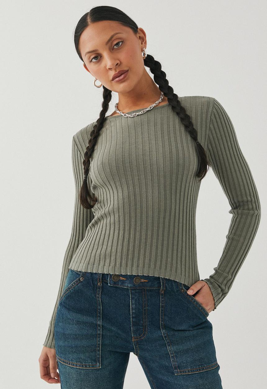 Supré  - Sophia long sleeve knit top - native green