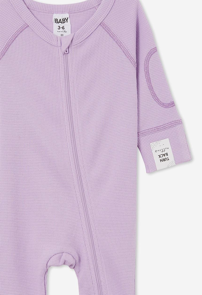 Cotton On - The long sleeve waffle romper - lilac drop