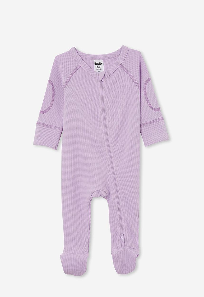 Cotton On - The long sleeve waffle romper - lilac drop