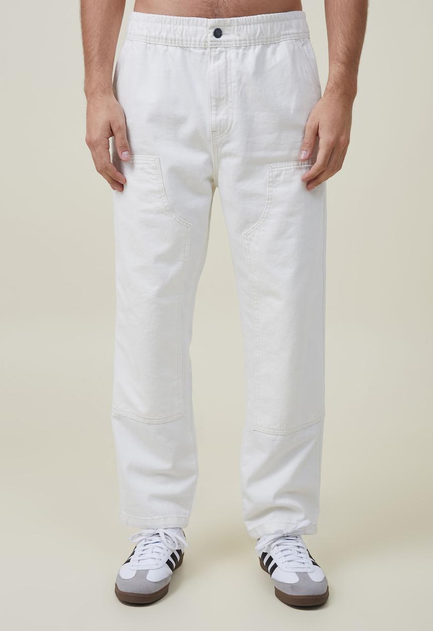 Cotton On - Elastic worker jean - painter white double knee