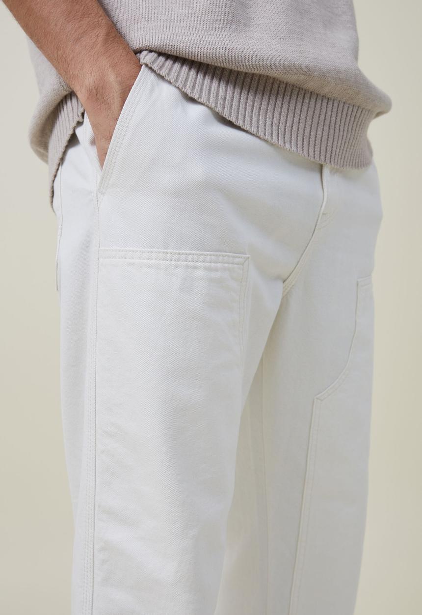 Cotton On - Elastic worker jean - painter white double knee