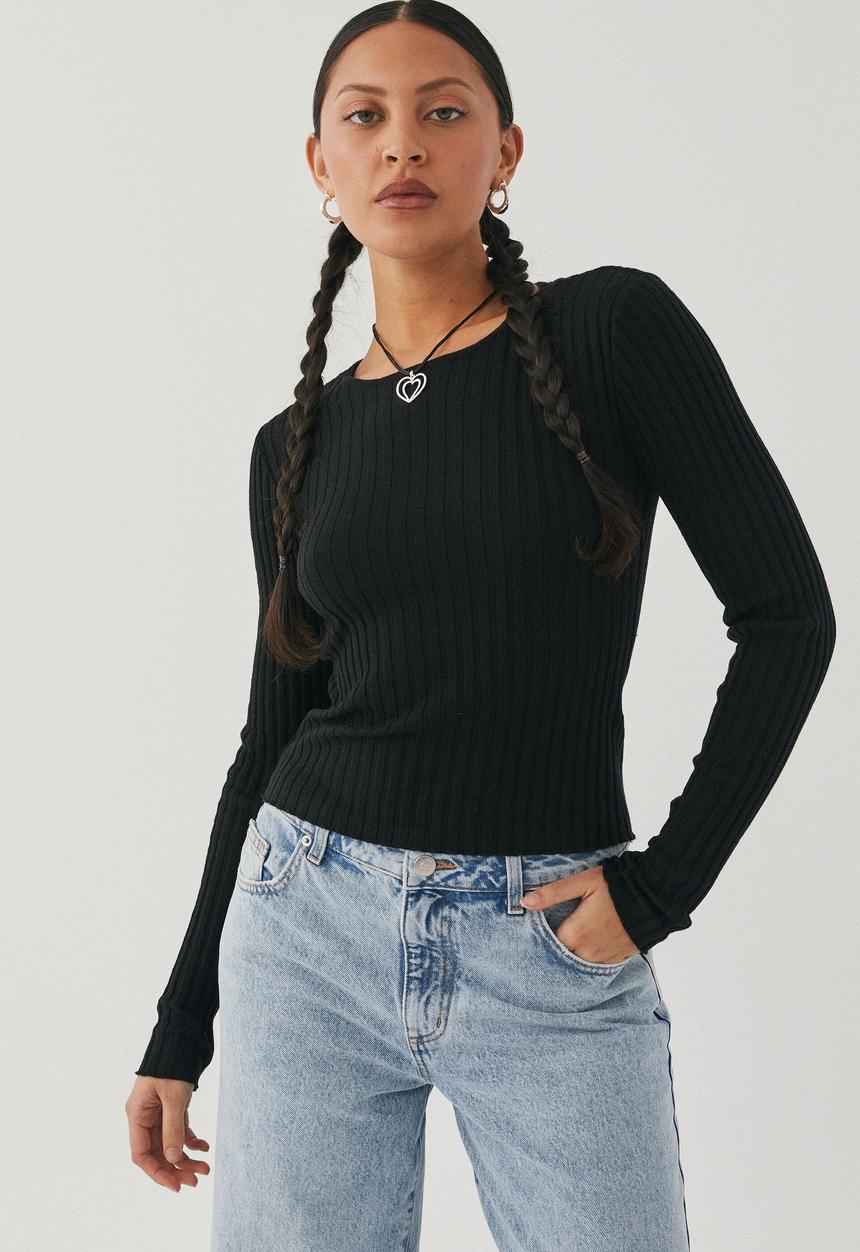 Supré  - Sophia long sleeve knit top - black