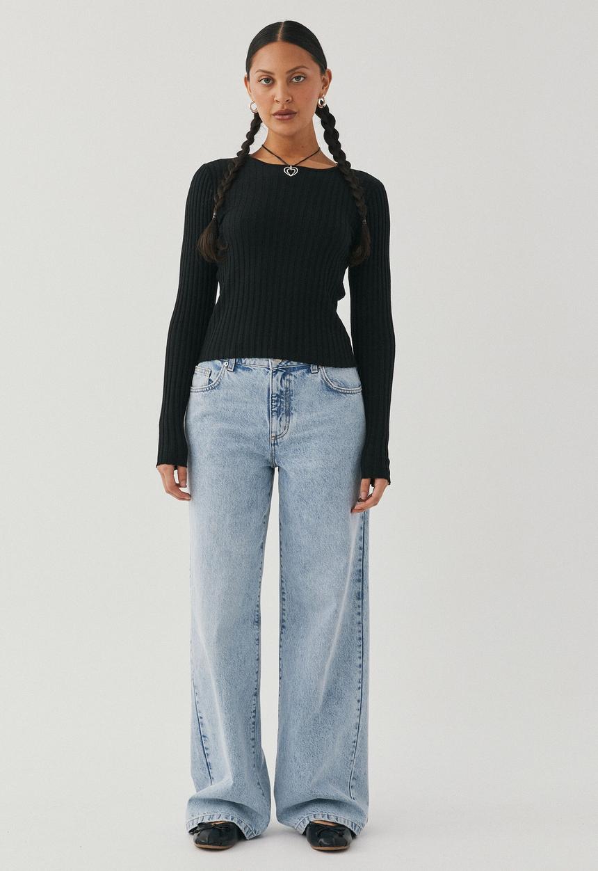 Supré  - Sophia long sleeve knit top - black