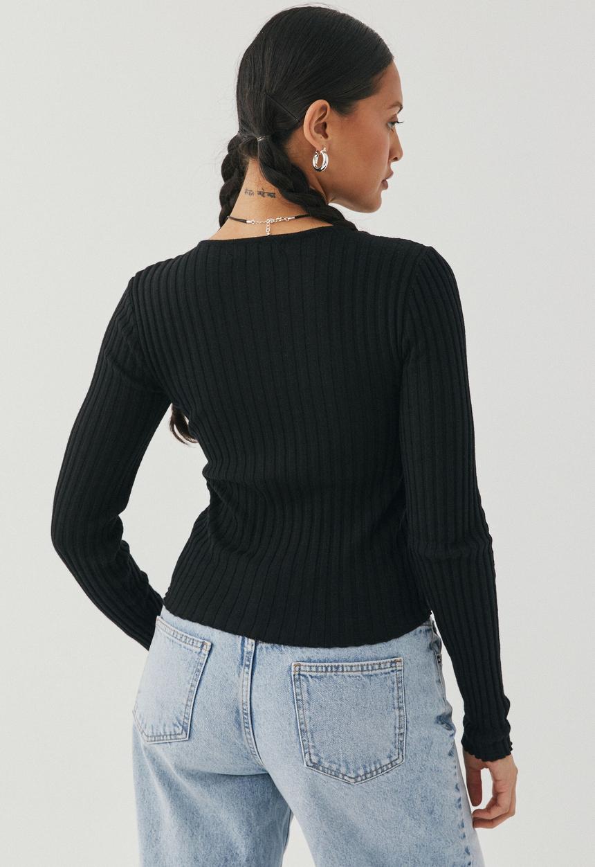 Supré  - Sophia long sleeve knit top - black