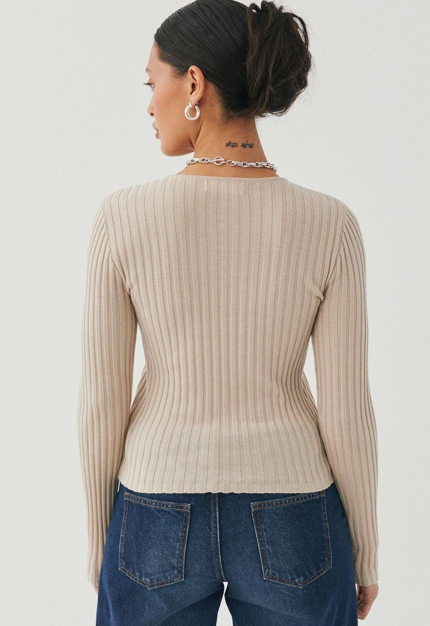 Supré  - Sophia long sleeve knit top - beige buff