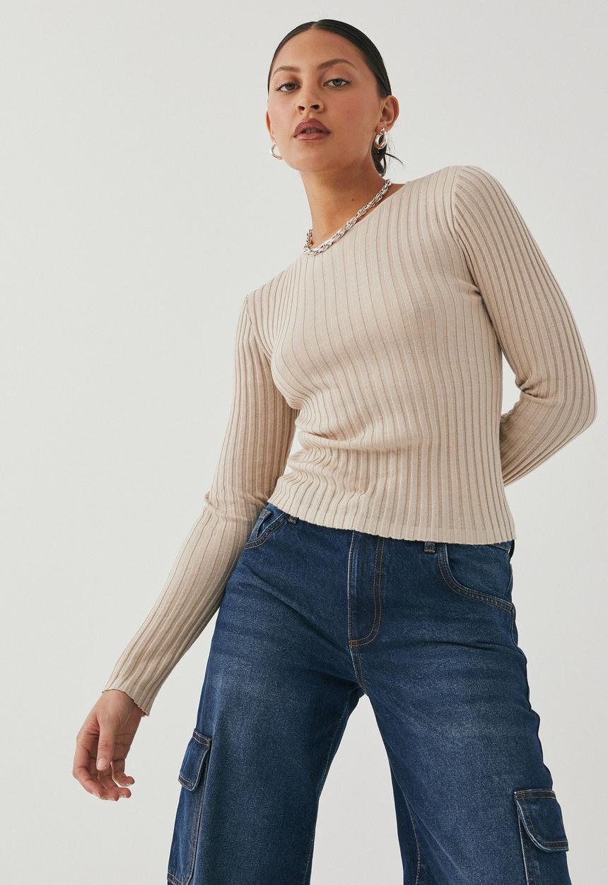 Supré  - Sophia long sleeve knit top - beige buff
