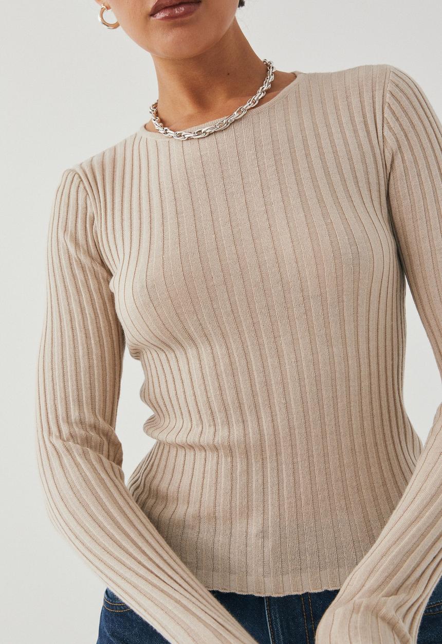 Supré  - Sophia long sleeve knit top - beige buff