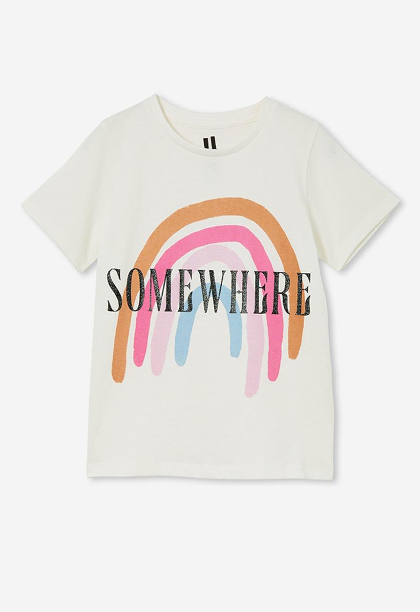 Cotton On - Penelope short sleeve tee - vanilla/somewhere rainbow