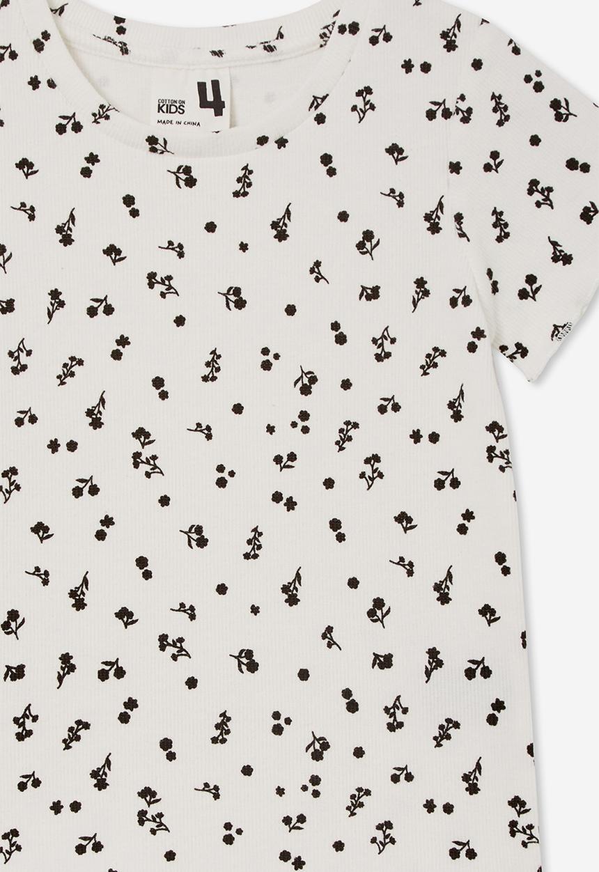 Cotton On - Raya rib baby tee - vanilla/ditsy floral