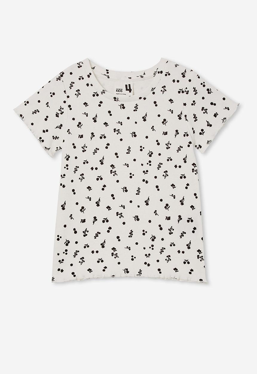 Cotton On - Raya rib baby tee - vanilla/ditsy floral