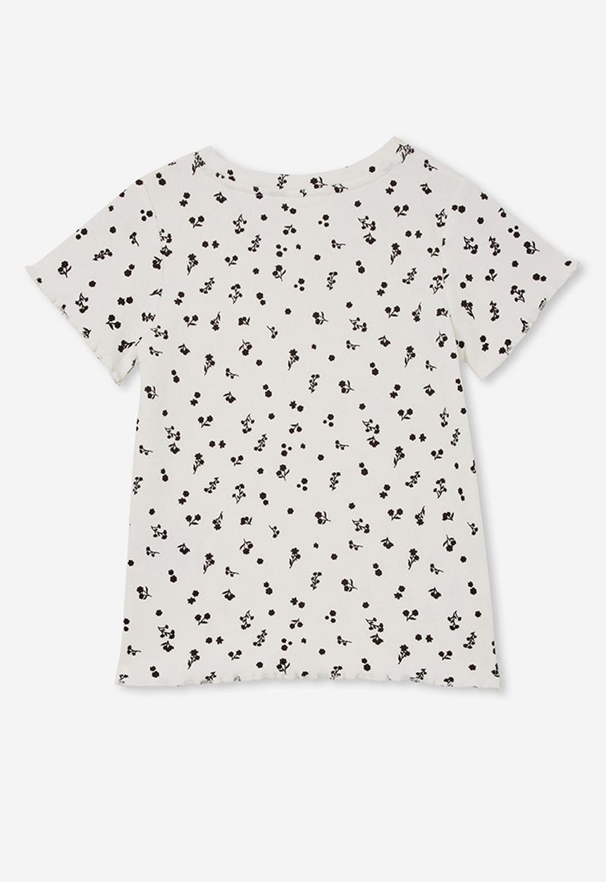 Cotton On - Raya rib baby tee - vanilla/ditsy floral