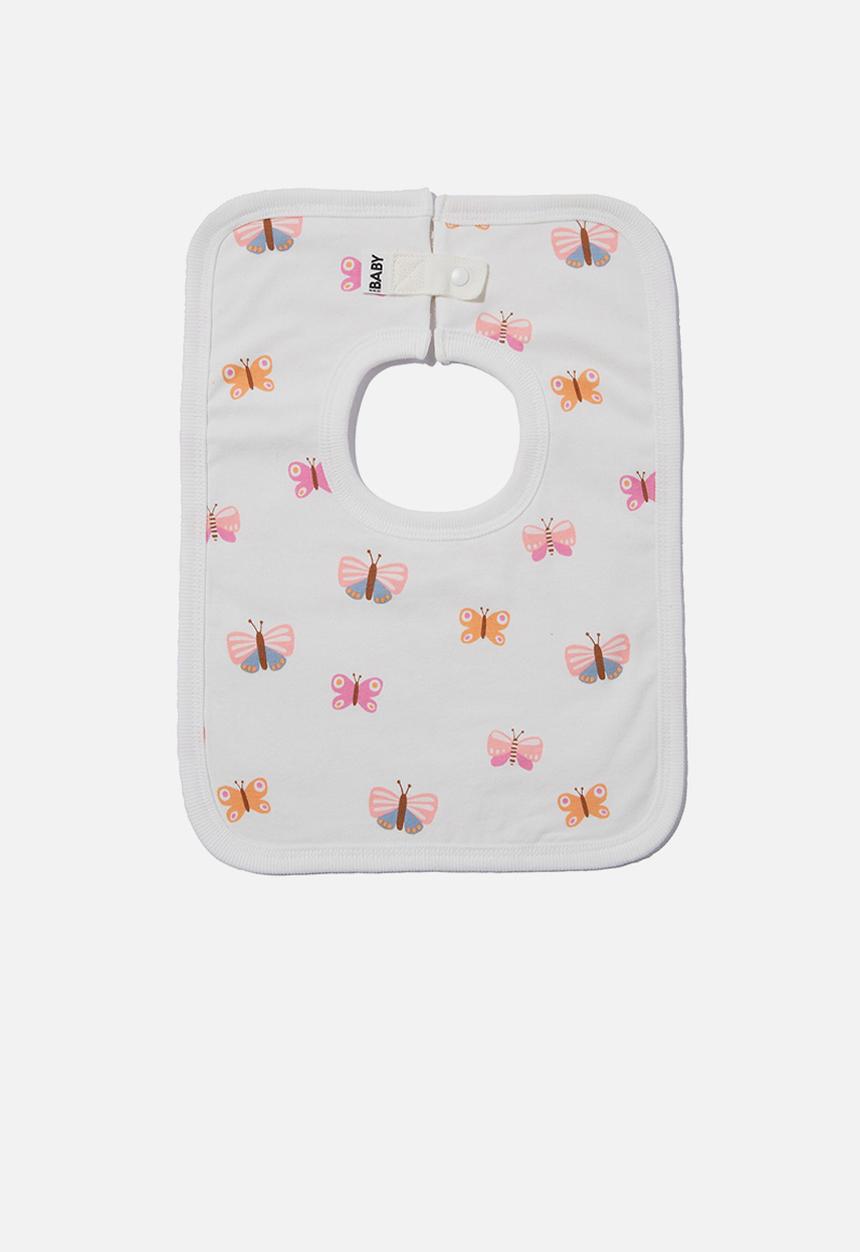 Cotton On - The square bib - vanilla/bella butterflies