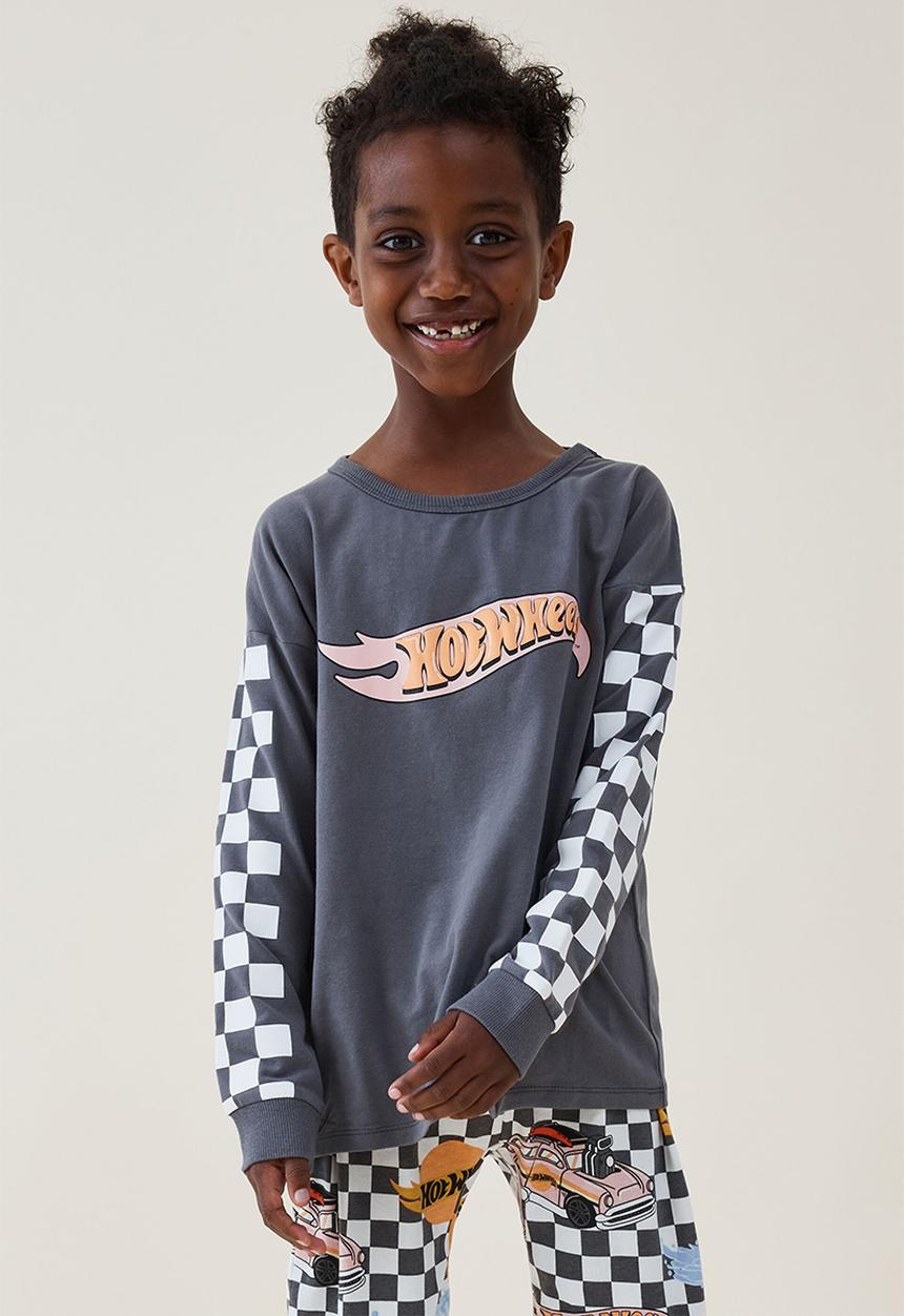 Cotton On - Ace long sleeve pyjama set licensed - lcn mat rabbit grey/hot wheels