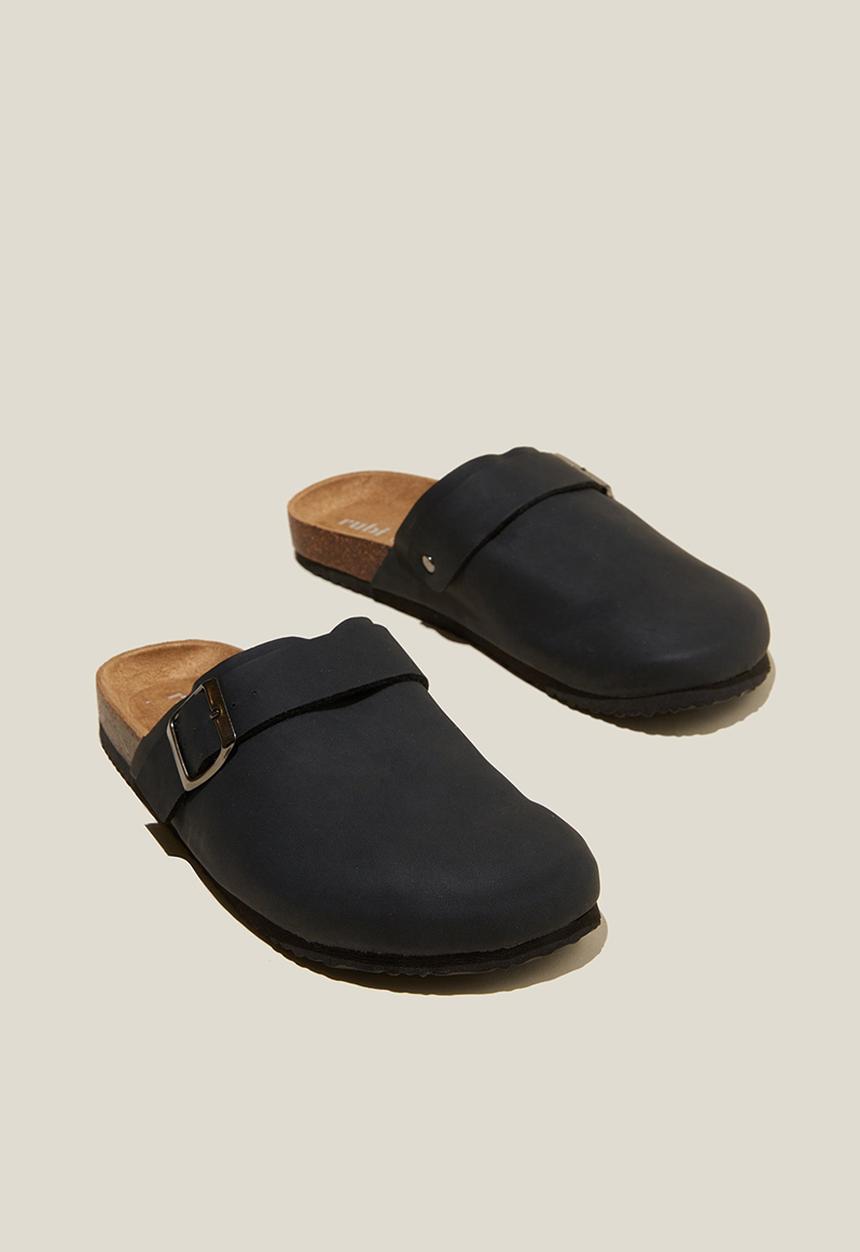 Cotton On - Rex buckle mule - black nubuck