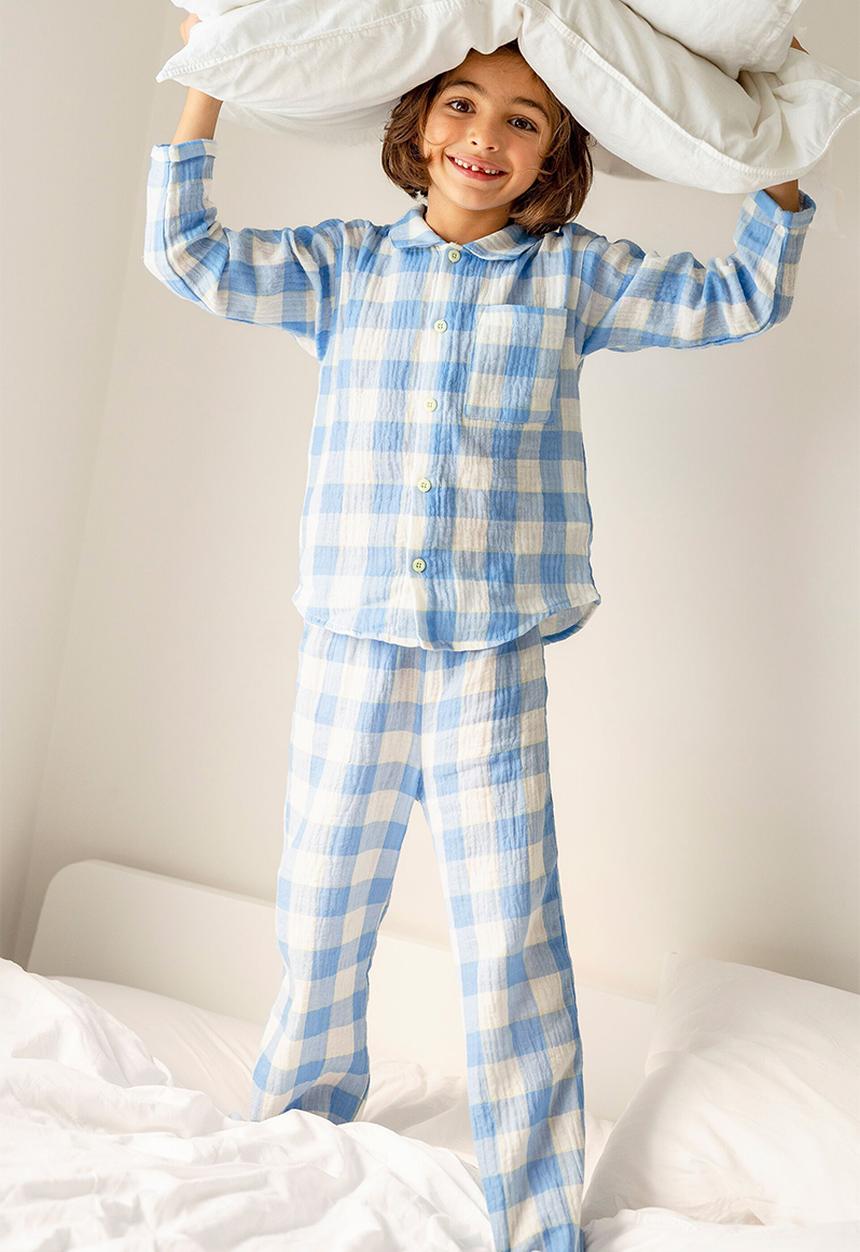 Cotton On - Austin long sleeve pyjama set - dusk blue/gingham