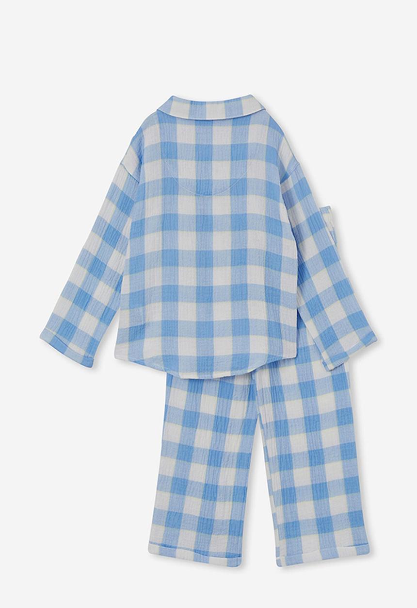 Cotton On - Austin long sleeve pyjama set - dusk blue/gingham