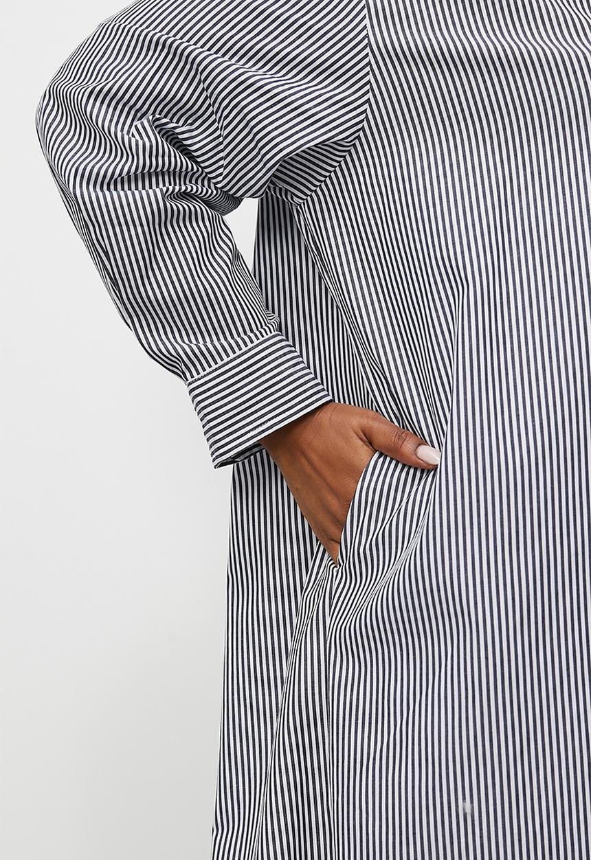 Superbalist - Long sleeve midi shirt dress - black & white
