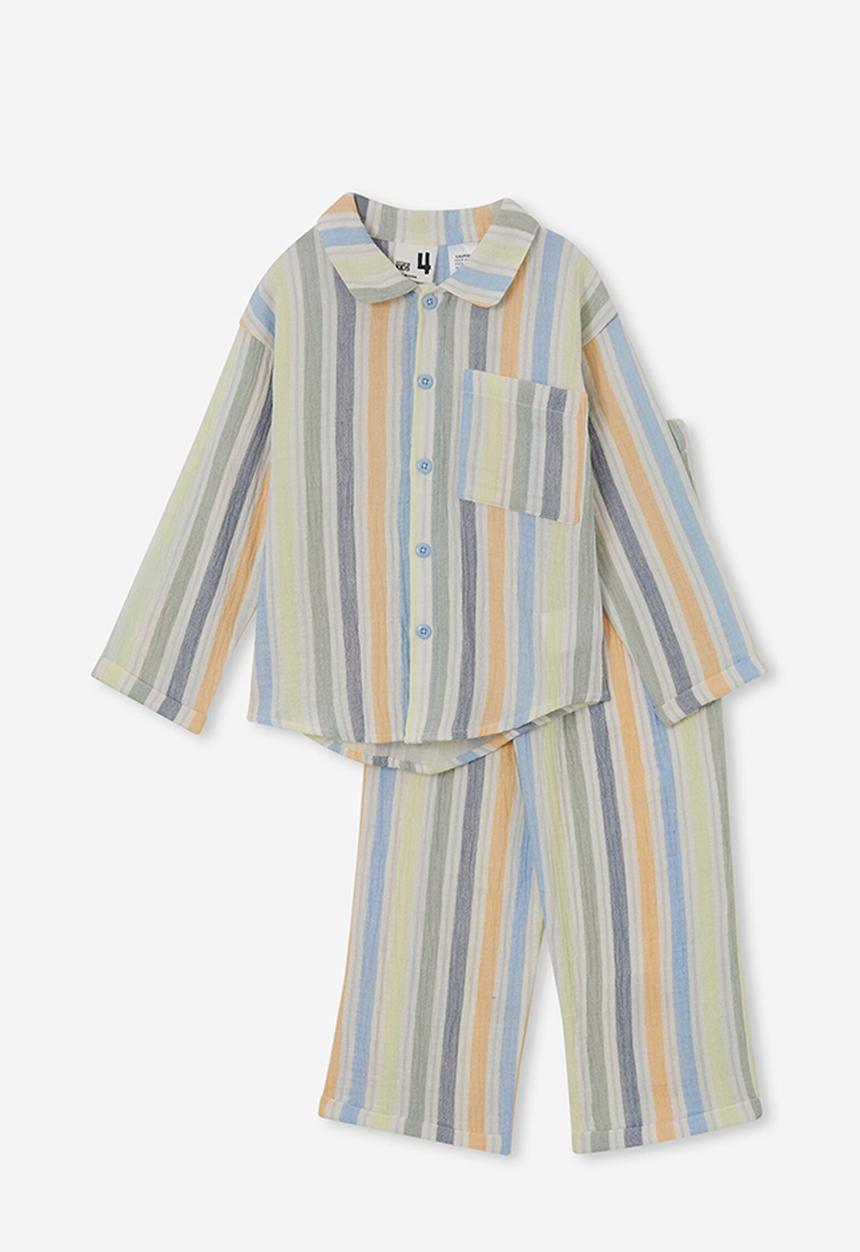 Cotton On - Austin long sleeve pyjama set - multi/dusk blue stripe
