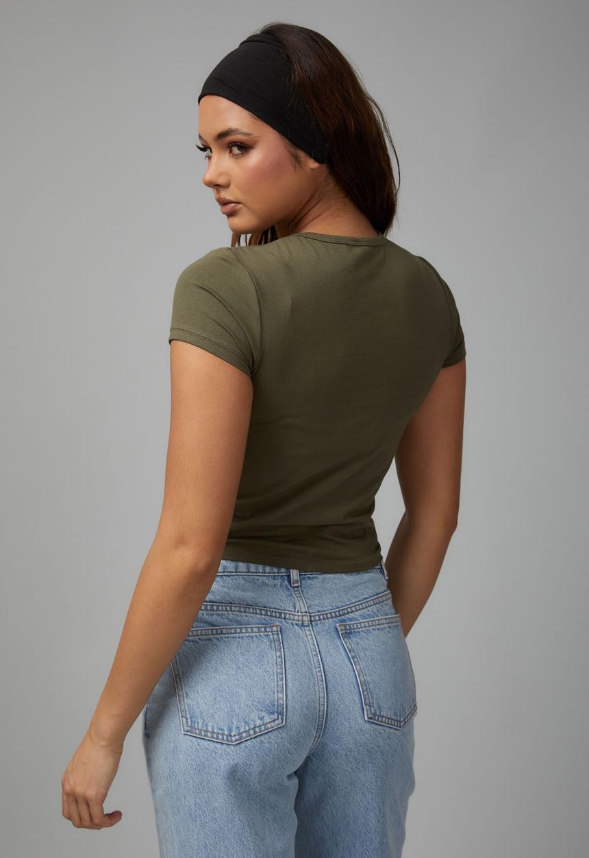 Factorie - Solid fitted tee - khaki