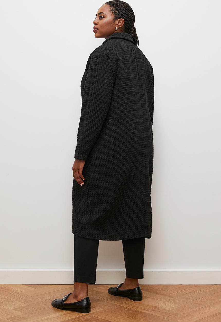 edit - Tweed double breasted coat - black1