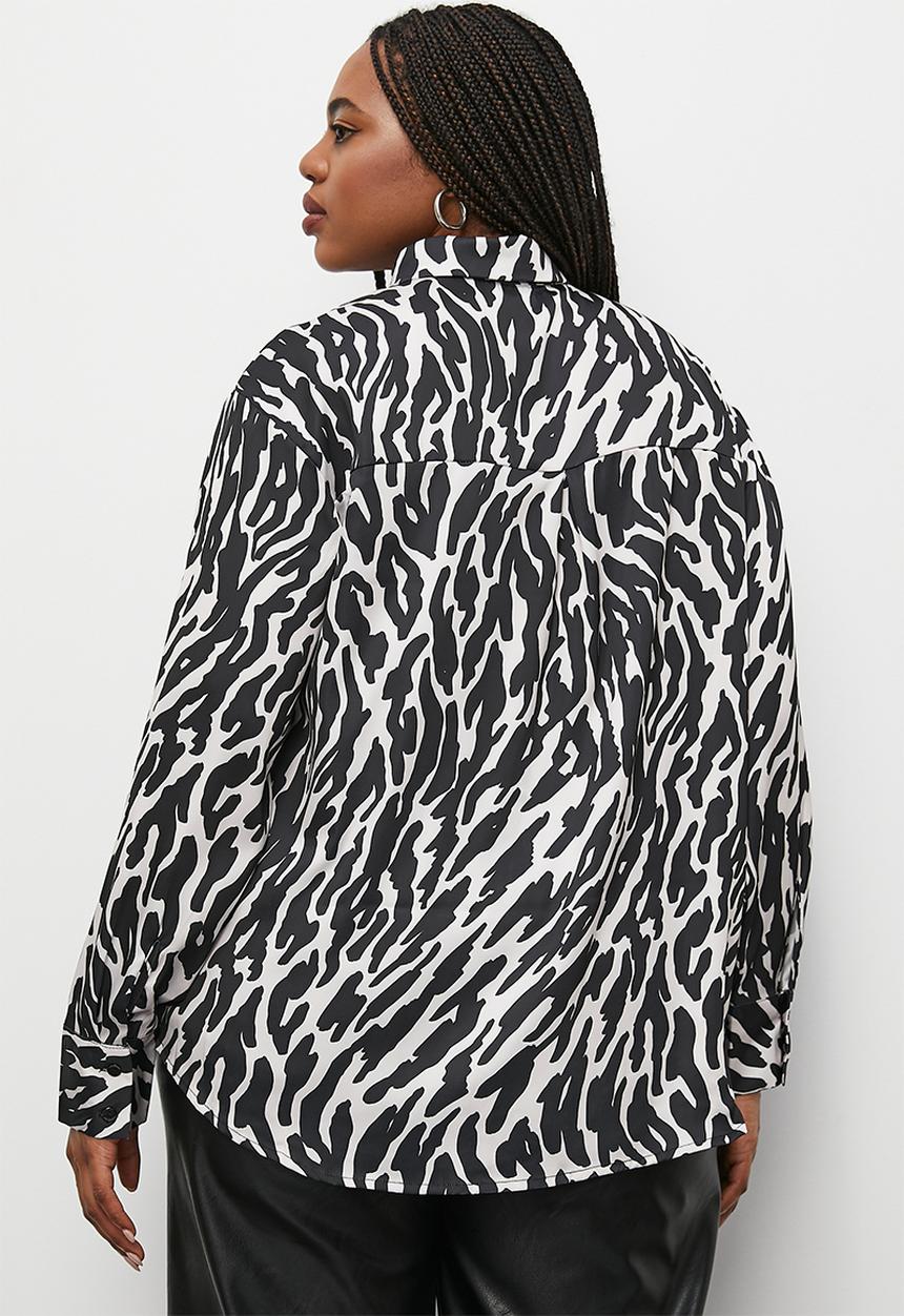 Superbalist - Printed satin shirt - abstract zebra mono