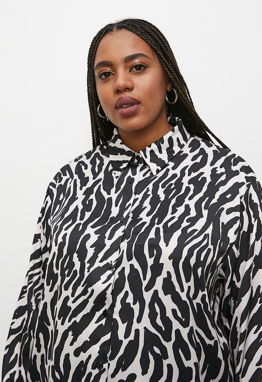Superbalist - Printed satin shirt - abstract zebra mono