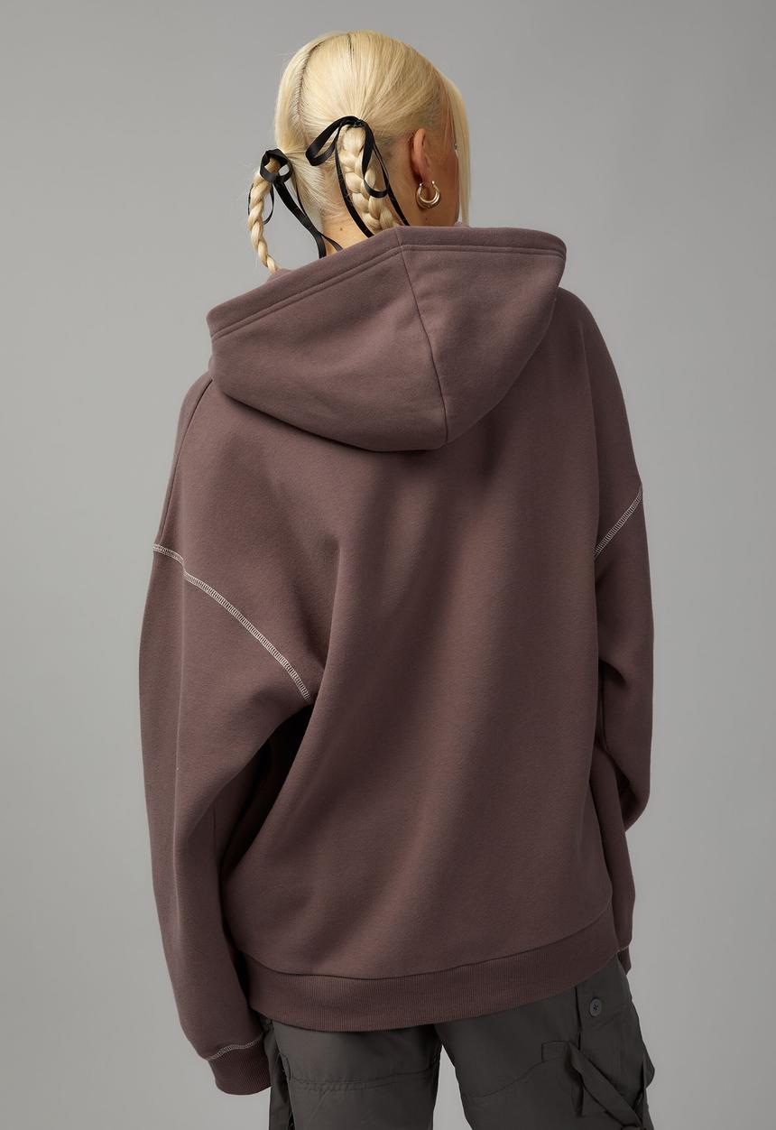 Factorie - Oversized zip through hoodie - plum truffle/malibu