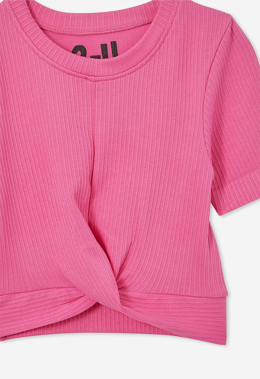 Cotton On - Madison short sleeve twist top - raspberry pink