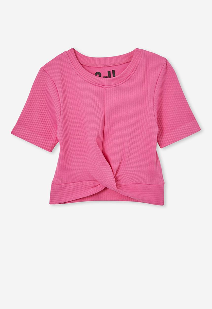 Cotton On - Madison short sleeve twist top - raspberry pink