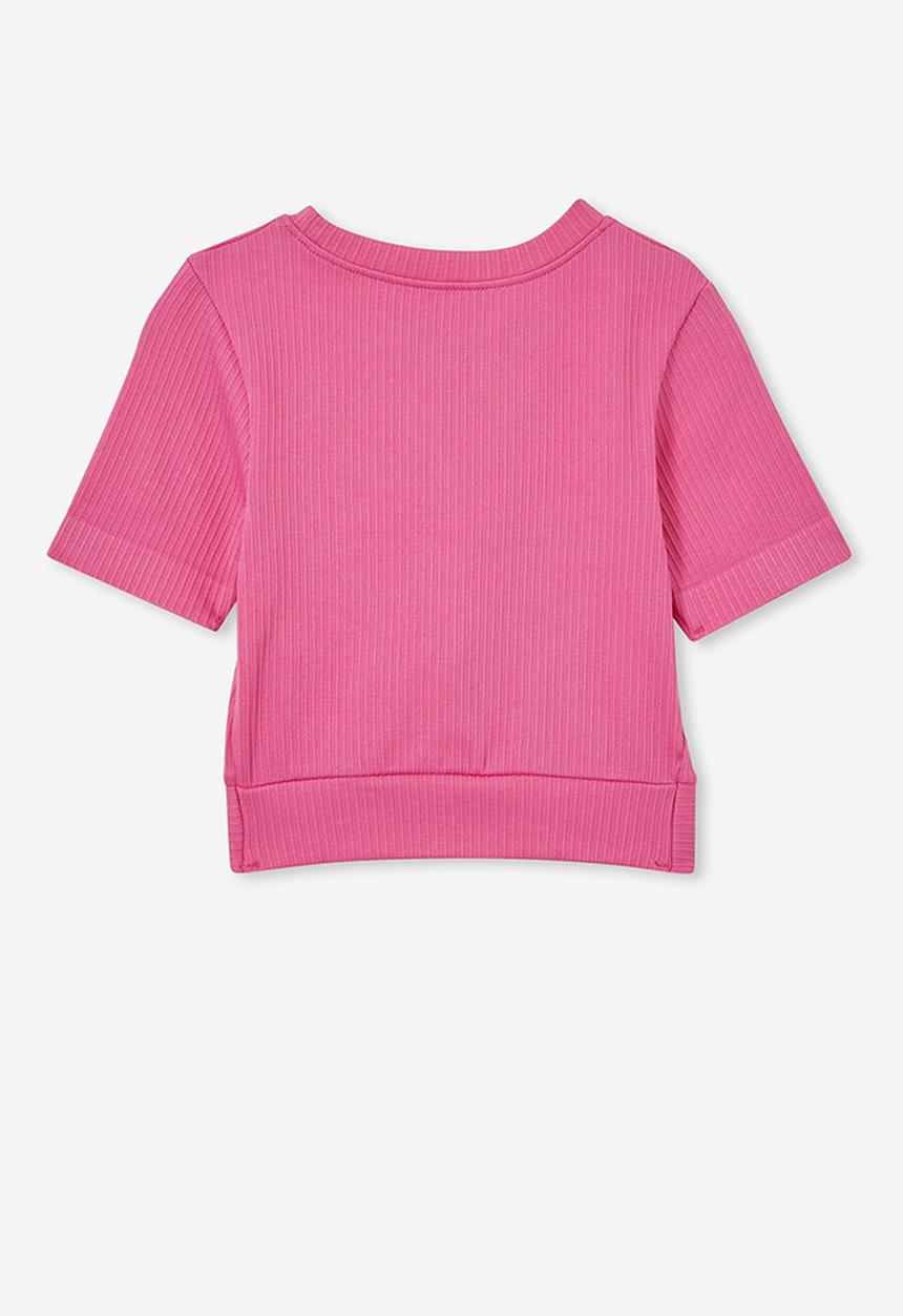 Cotton On - Madison short sleeve twist top - raspberry pink