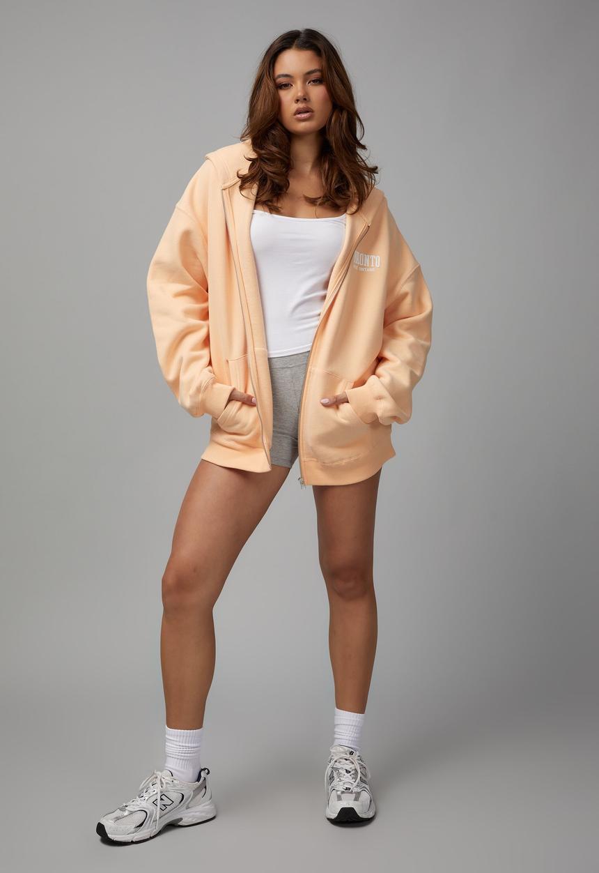 Factorie - Oversized zip through hoodie - peachy puff/toronto