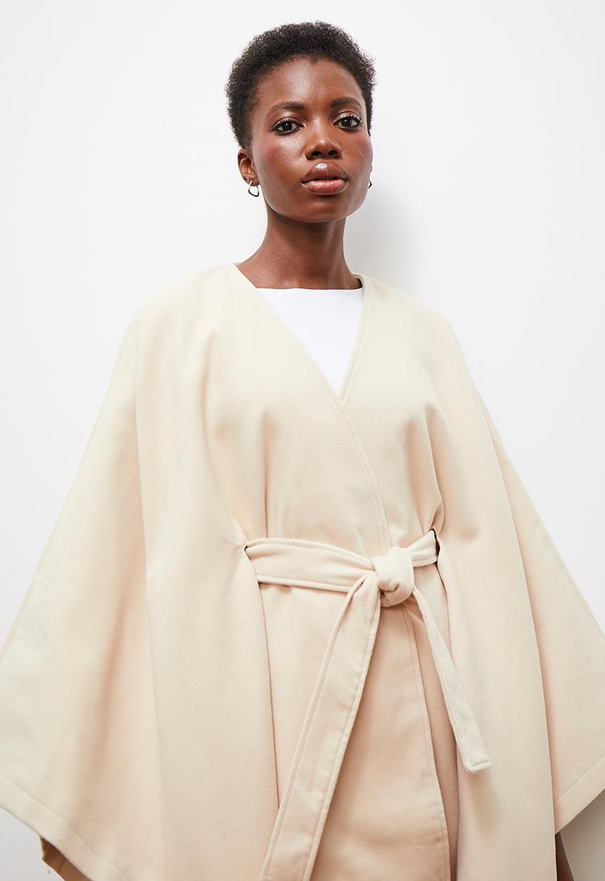 edit - Belted cape coat - oatmeal