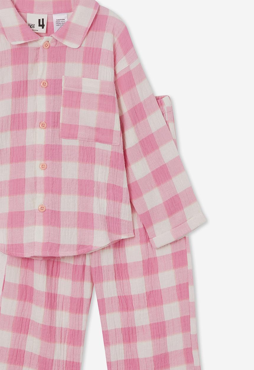 Cotton On - Alice long sleeve pyjama set - pink gerbera/gingham